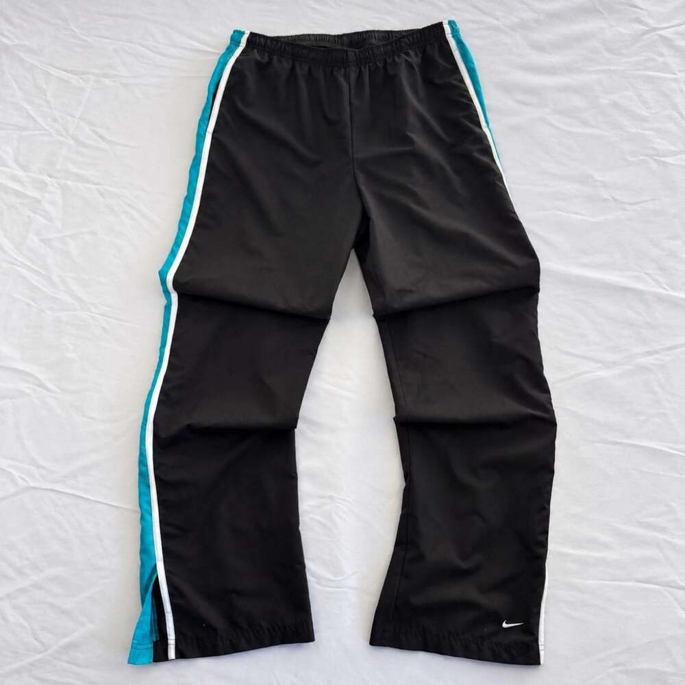 Nike Track Pants Size L 12-14 Black Blue White Y2K Vintage